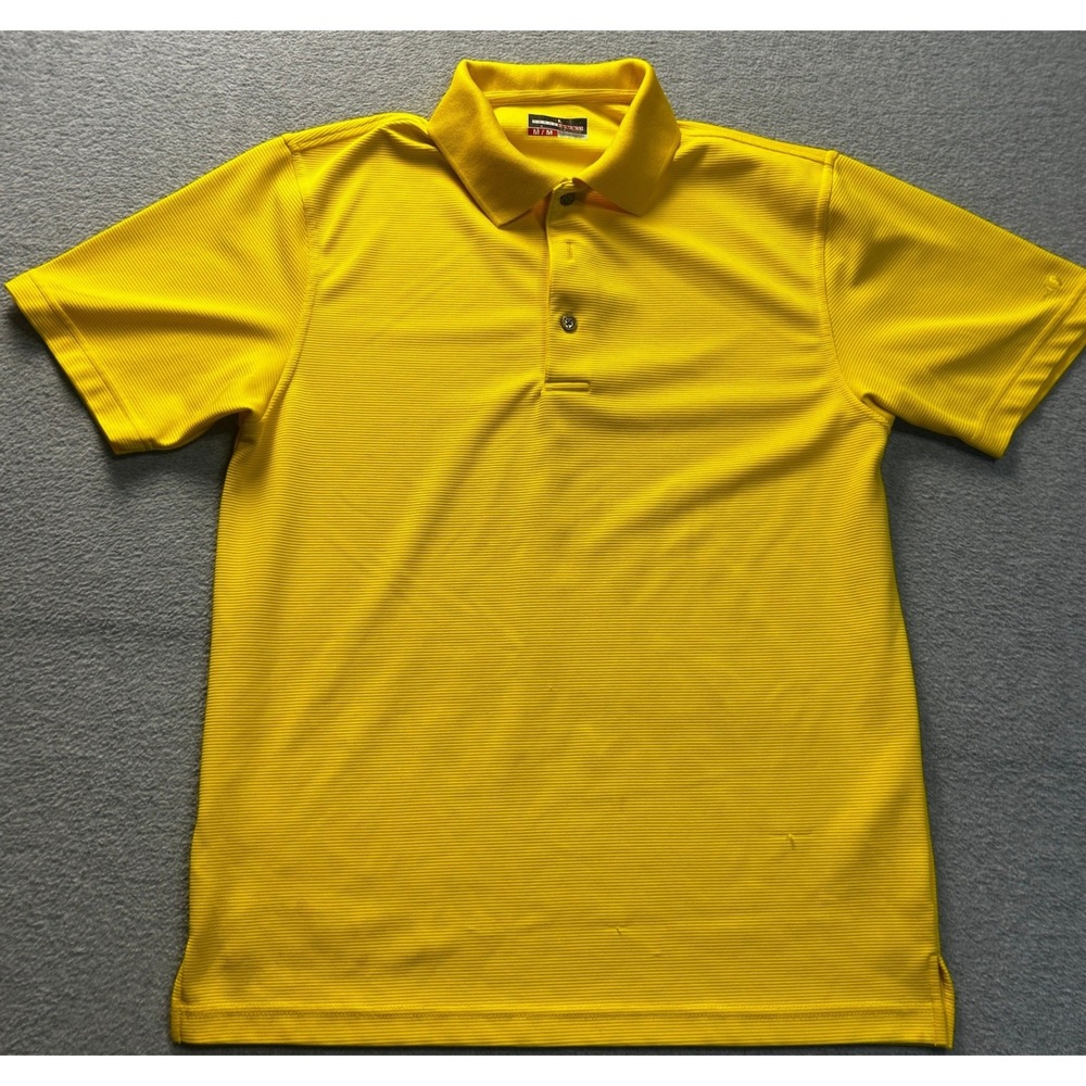 Grand Slam Golf Polo Shirt Men Medium Yellow Ribbed Performance Striped Athletic